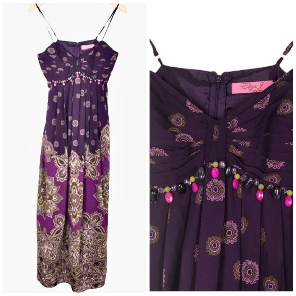 ELIZA J Floral Maxi Dress Purple - Picture 1 of 10